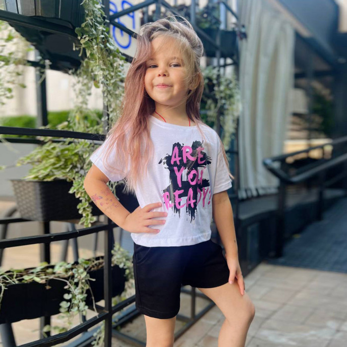 Комплект з шортами для дівчинки 4218 (стрейч-кулір, двухнитка)