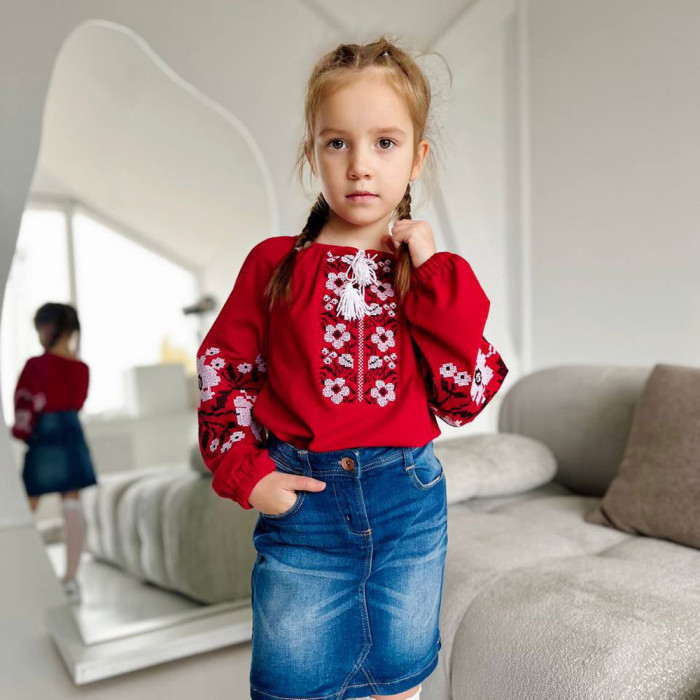 Вишиванка для дівчинки "Барвінок" 4223-1 (стрейч кулір)