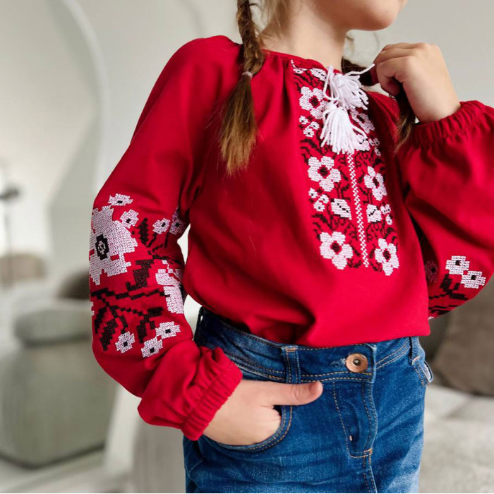 Вишиванка для дівчинки "Барвінок" 4223-1 (стрейч кулір)