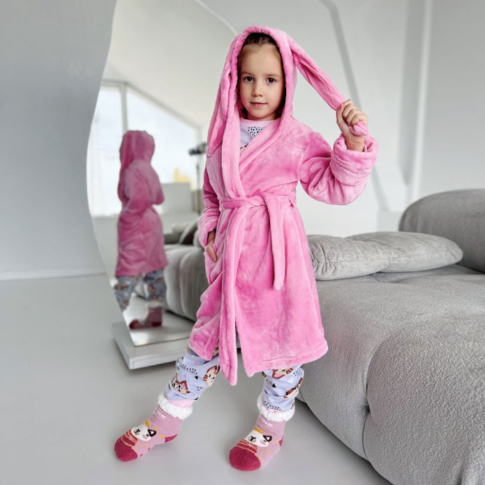 Халат з вушками для дівчинки 4230-1 (велсофт)