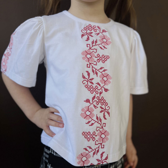 Блуза вышиванка для девочки 4256-1 (стрейч кулир)