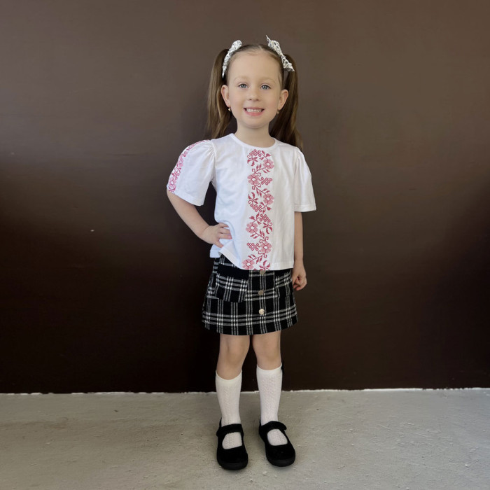 Блуза вышиванка для девочки 4256-1 (стрейч кулир)