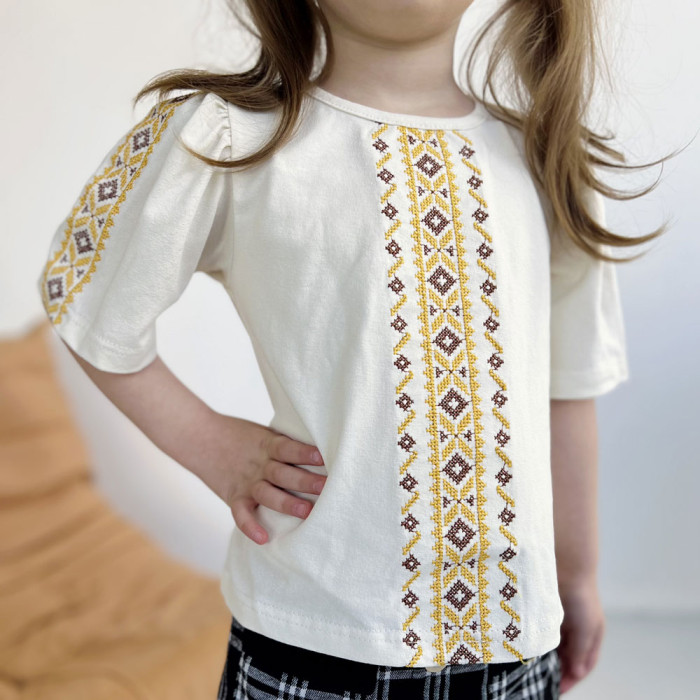 Блуза вышиванка для девочки 4256 (стрейч кулир)