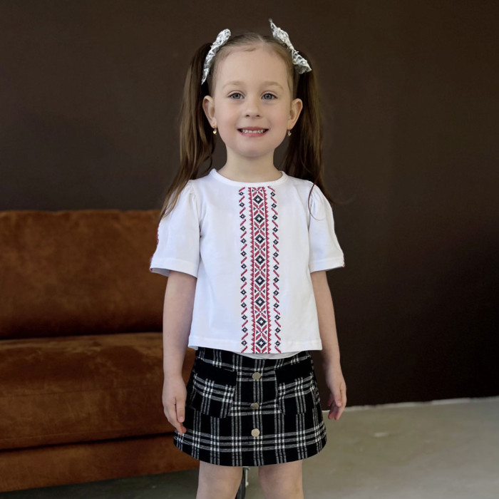 Блуза вышиванка для девочки 4256 (стрейч кулир)