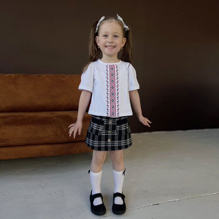 Блуза вышиванка для девочки 4256 (стрейч кулир)