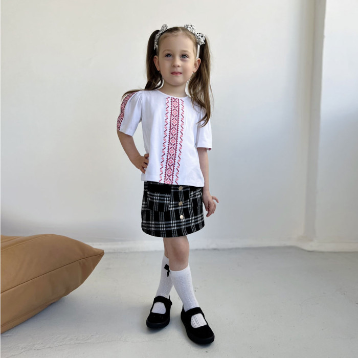 Блуза вышиванка для девочки 4256 (стрейч кулир)