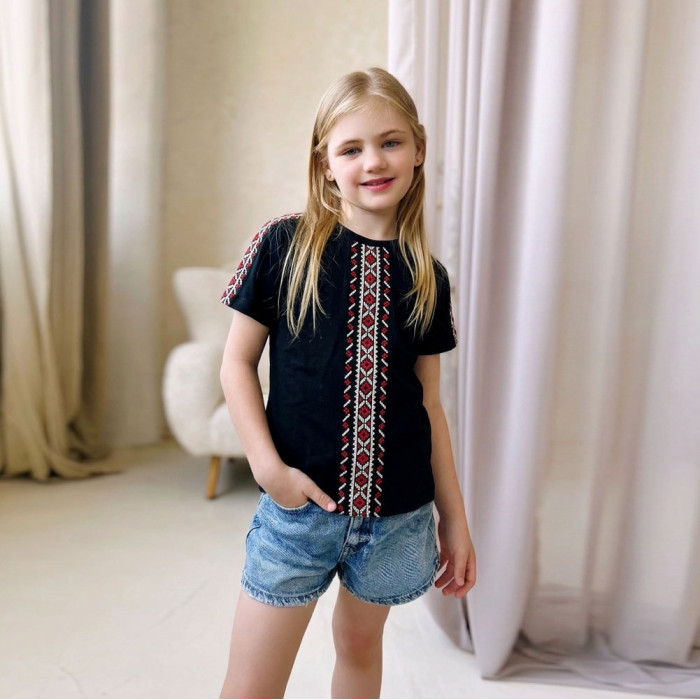 Блуза вишиванка підліткова 4259 (стрейч кулір)
