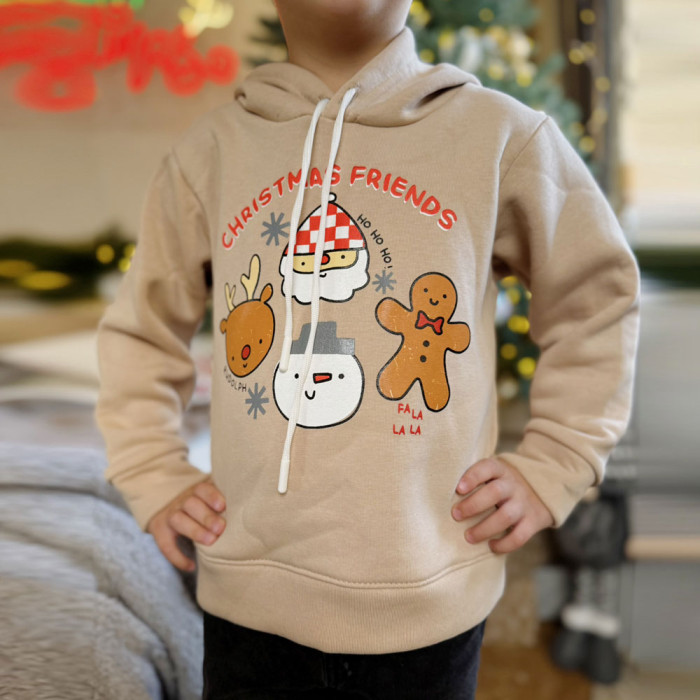 Худі дитячий "Christmas friends" 5143-2 (трьохнитка на флісі)