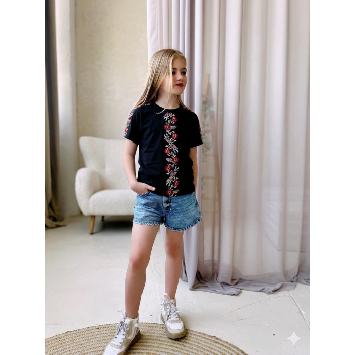 Блуза вишиванка підліткова 4259-1 (стрейч кулір)