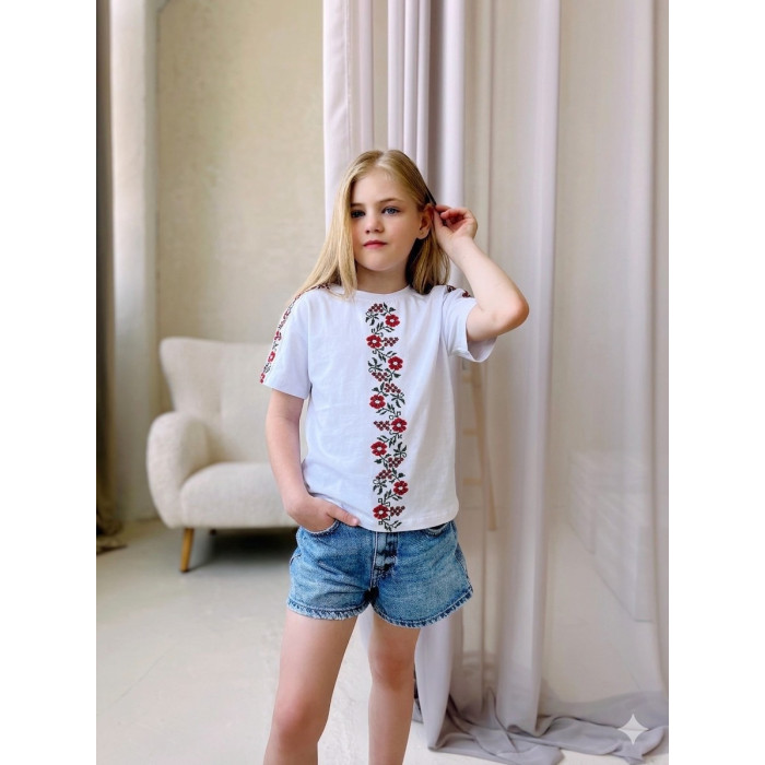 Блуза вишиванка підліткова 4259-1 (стрейч кулір)