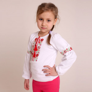 Блуза вишиванка для дівчинки "Троянди" 4176-2 (інтерлок)